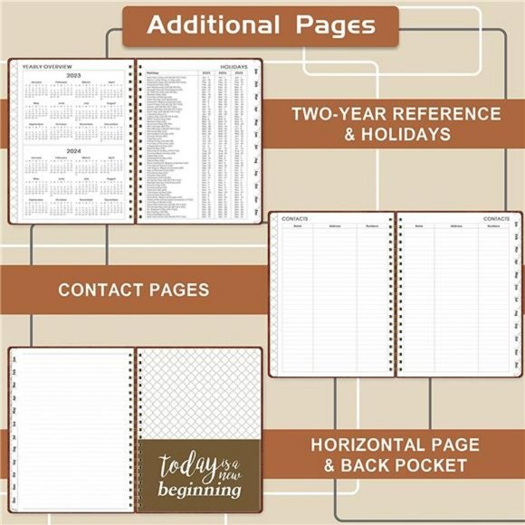 2023 Planner - Weekly & Monthly Planner 2023 with 12 Monthly Tabs - Brown - Picture 4 of 7